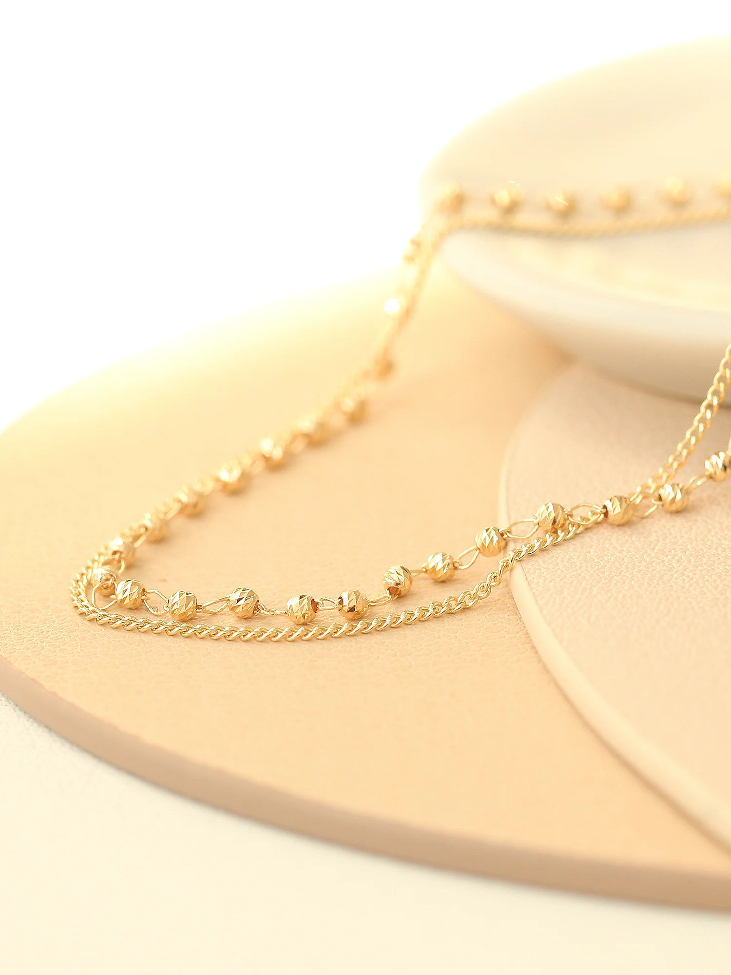 14K 18K Gold Candy Cutting Ball Chain Anklet - Image 7