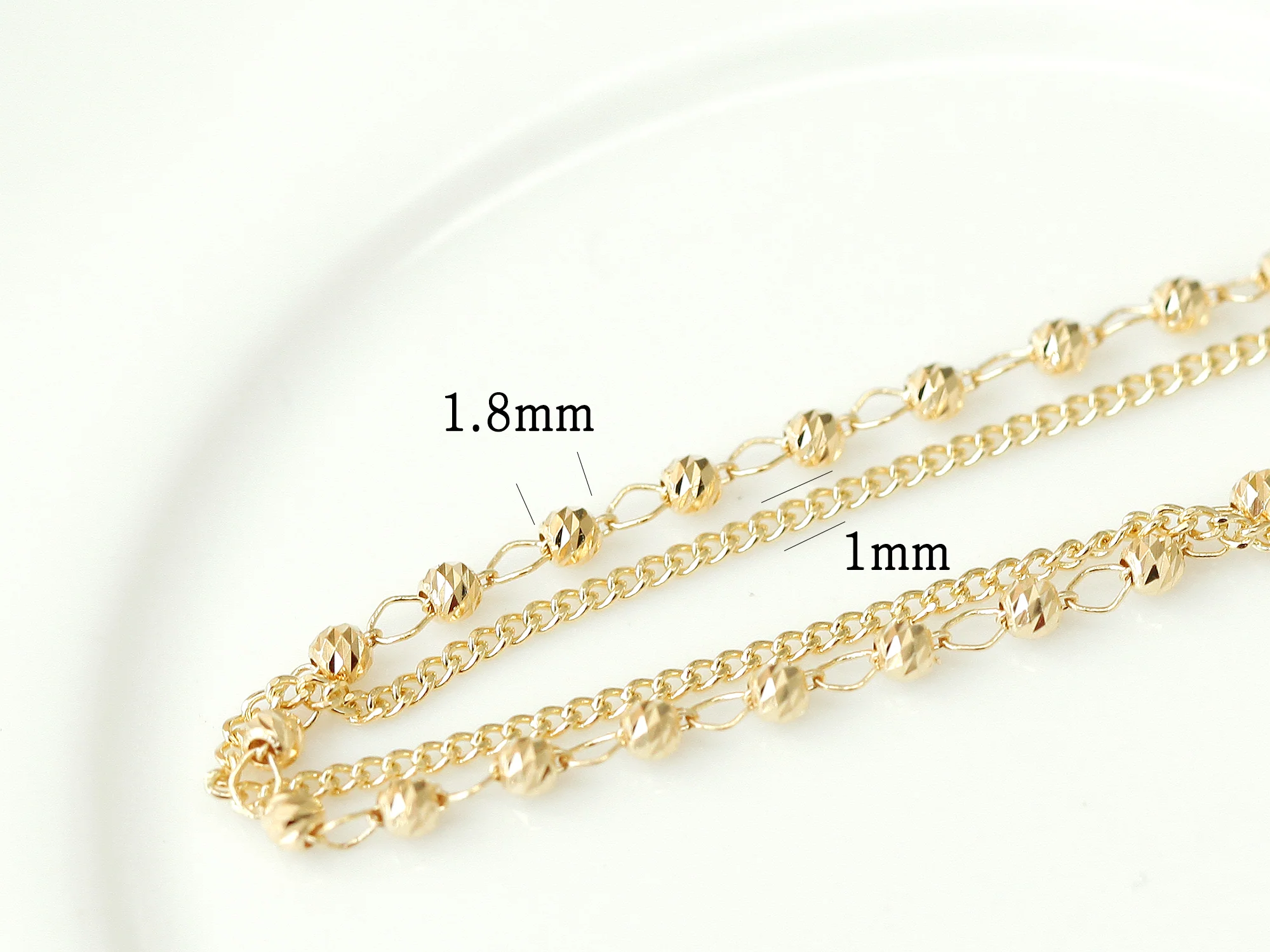 14K 18K Gold Candy Cutting Ball Chain Anklet - Image 8
