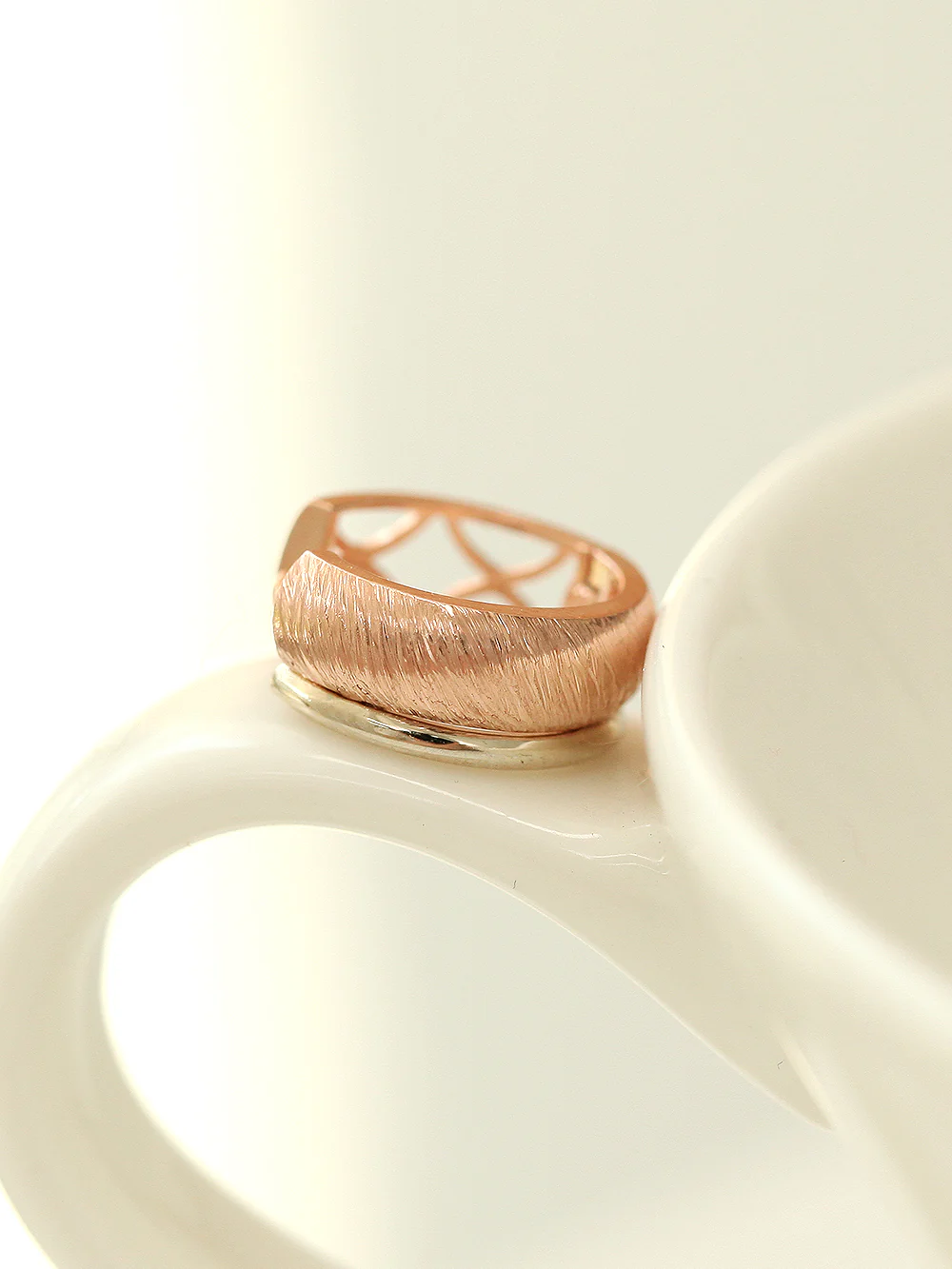 14K 18K Gold Rose White Two Hoop earring - Image 2