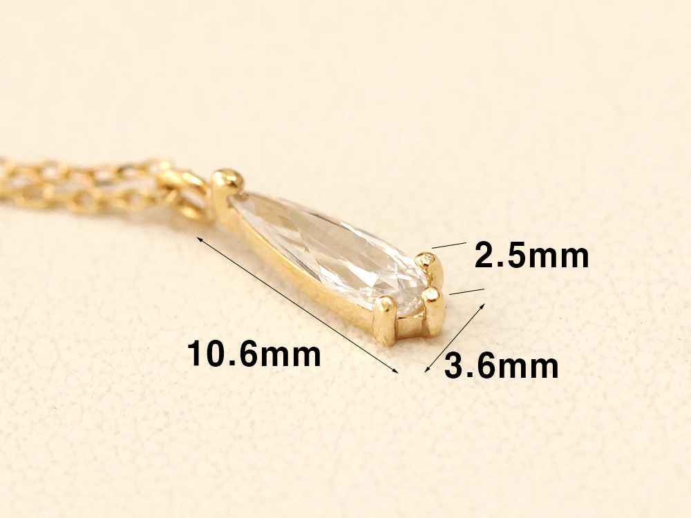 14K 18K Gold Tear Drop Cubic Necklace - Image 5