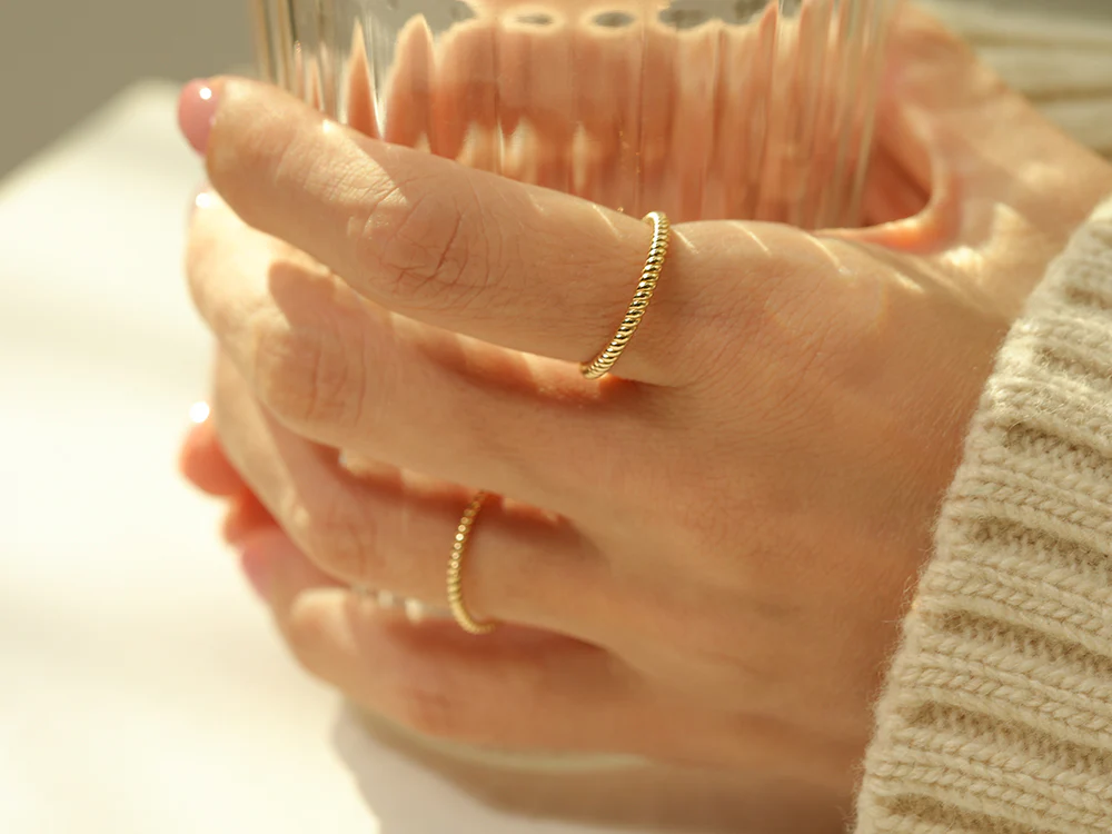 14K 18K Gold Twist Layered Ring - Image 7