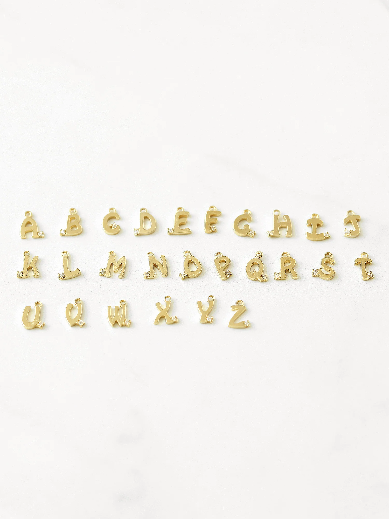14K 18K Gold Initial Cubic anklet Bracelet - Image 4
