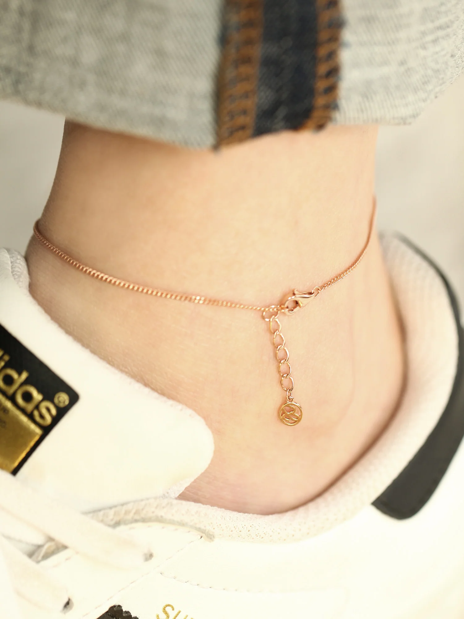 14K 18K Gold Initial Cubic anklet Bracelet - Image 6