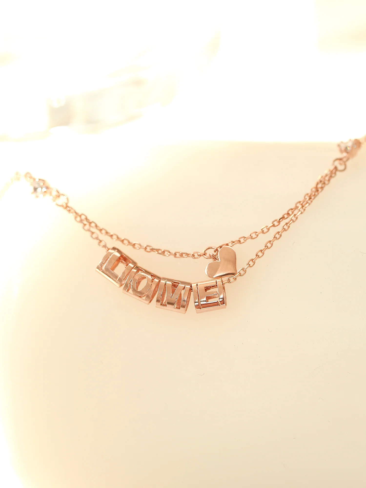 14K 18K Gold Love Heart Chain Anklet - Image 4