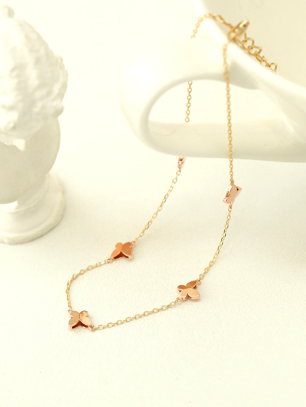 14K 18K Gold Mini Butterfly Anklet Bracelet - Image 4