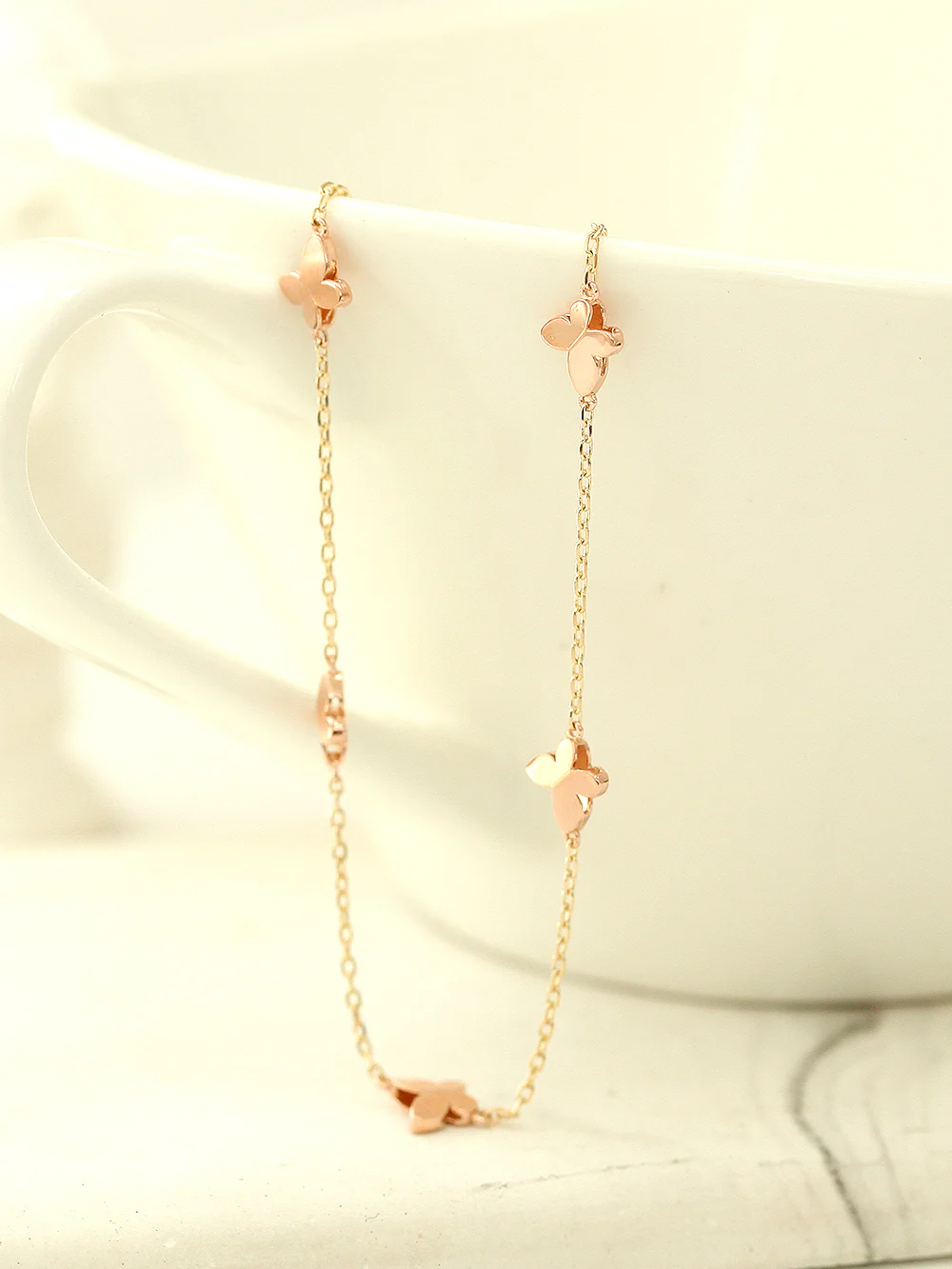 14K 18K Gold Mini Butterfly Anklet Bracelet - Image 5