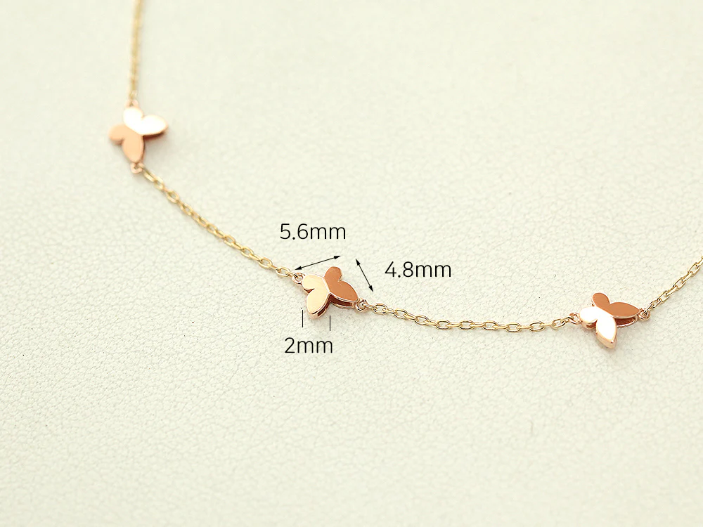 14K 18K Gold Mini Butterfly Anklet Bracelet - Image 7