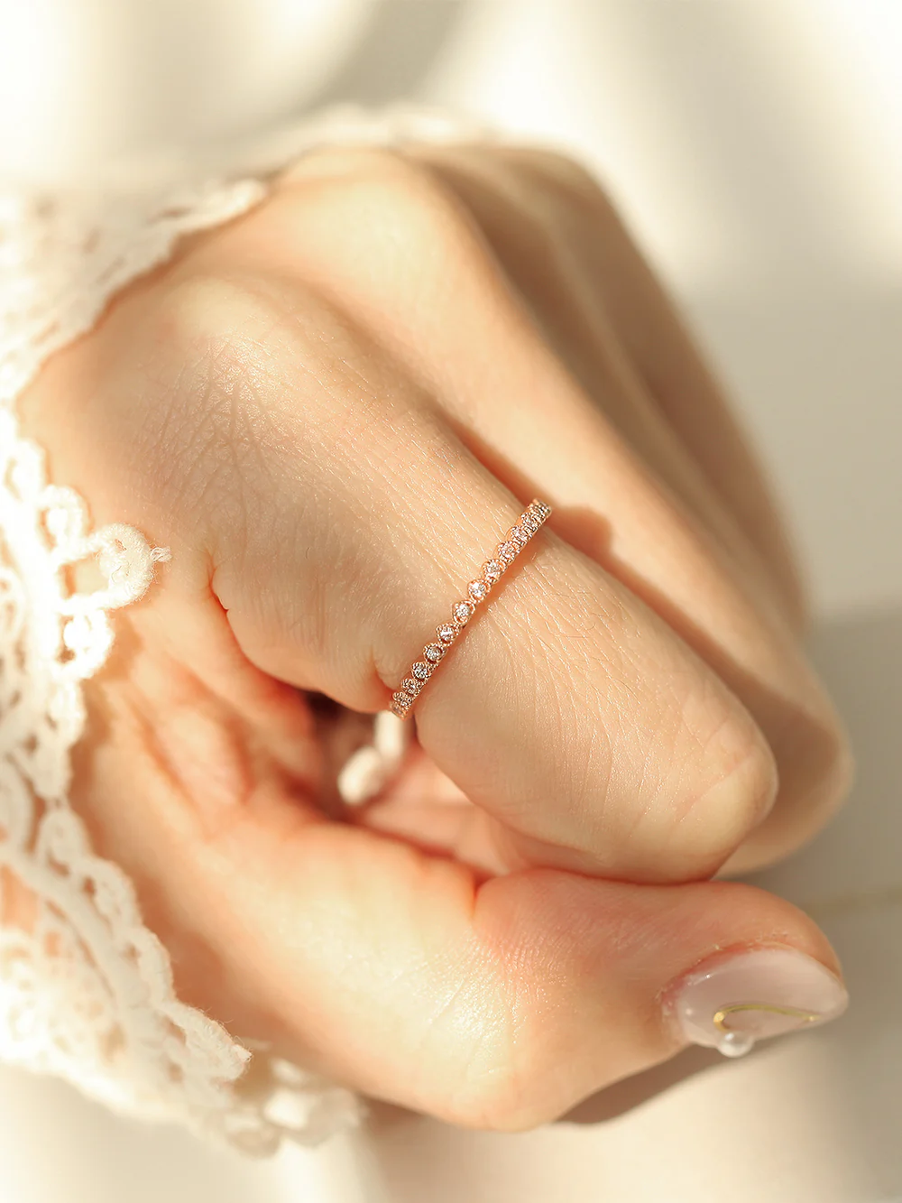 14K 18K Gold Lovely Heart Cubic Layered Ring - Image 5