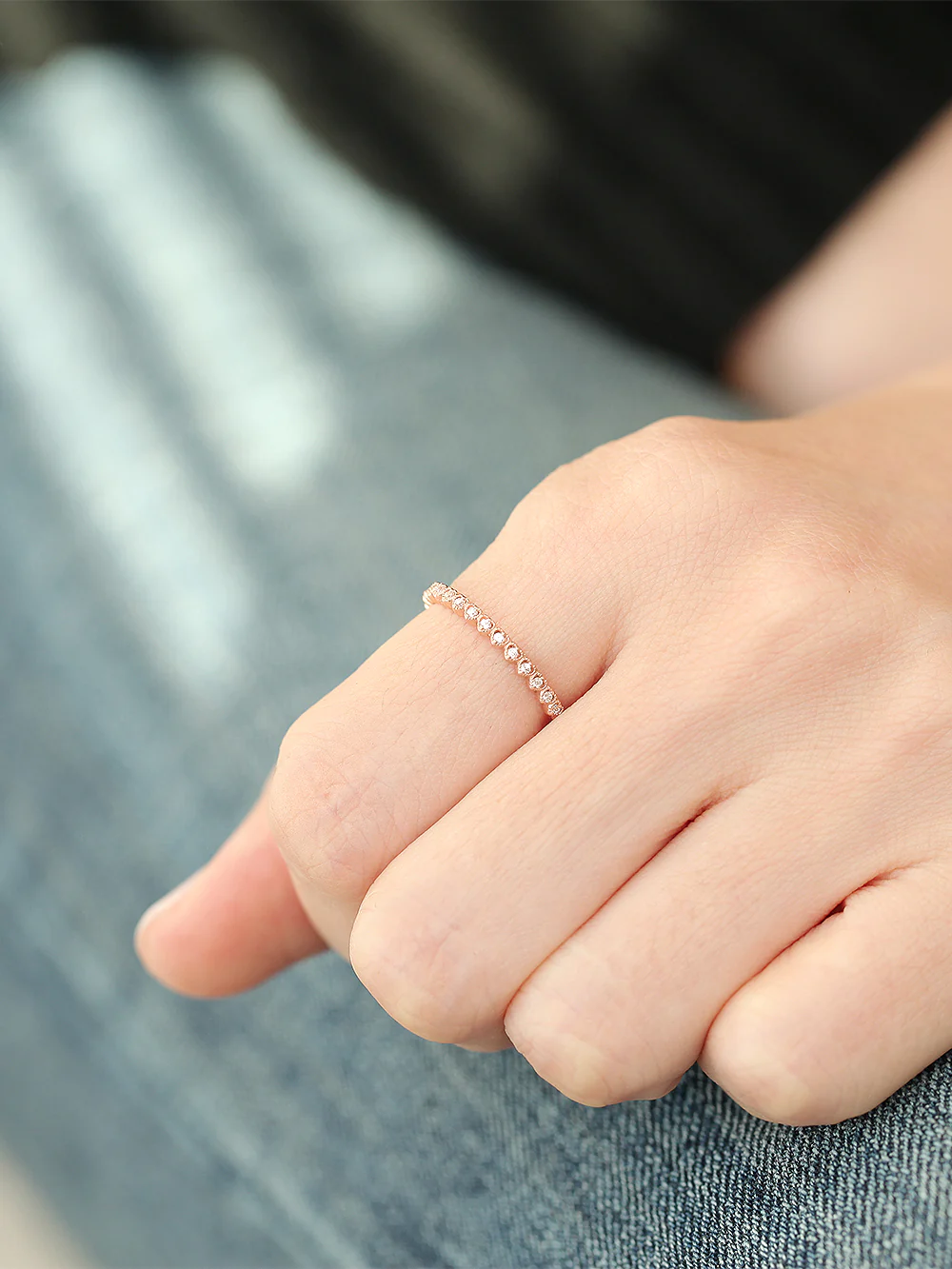 14K 18K Gold Lovely Heart Cubic Layered Ring - Image 6