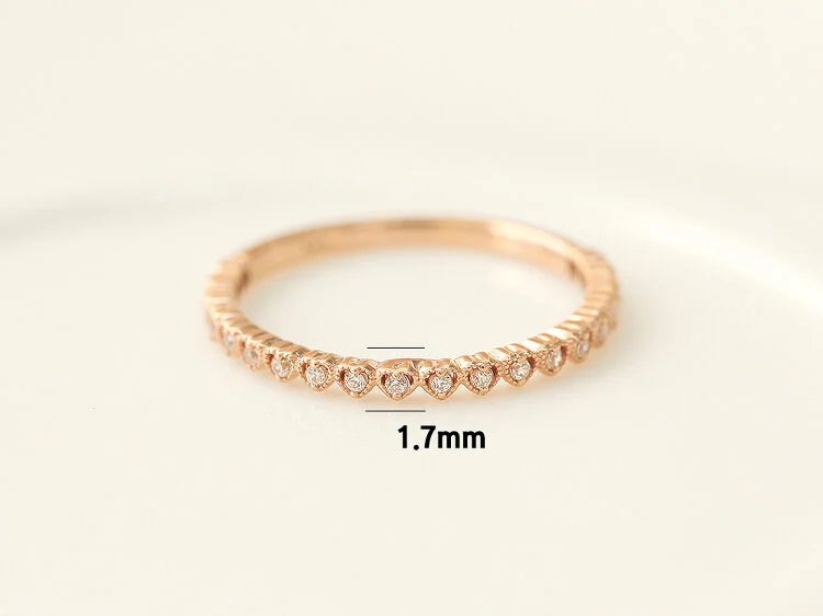 14K 18K Gold Lovely Heart Cubic Layered Ring - Image 8