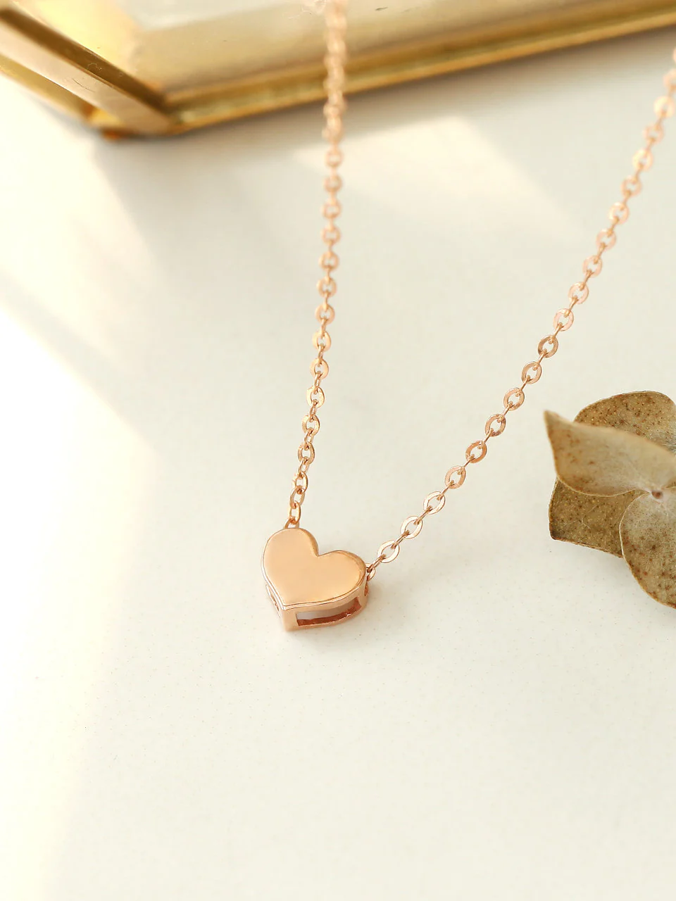 14K 18K Gold Mini Heart Necklace - Image 2