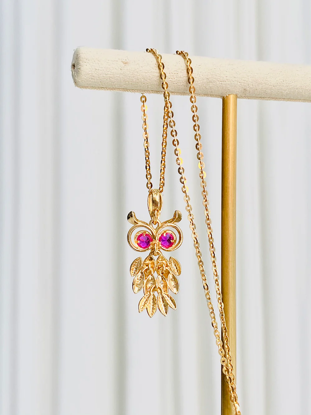 14K 18K Gold Owl Necklace Pendant - Image 8