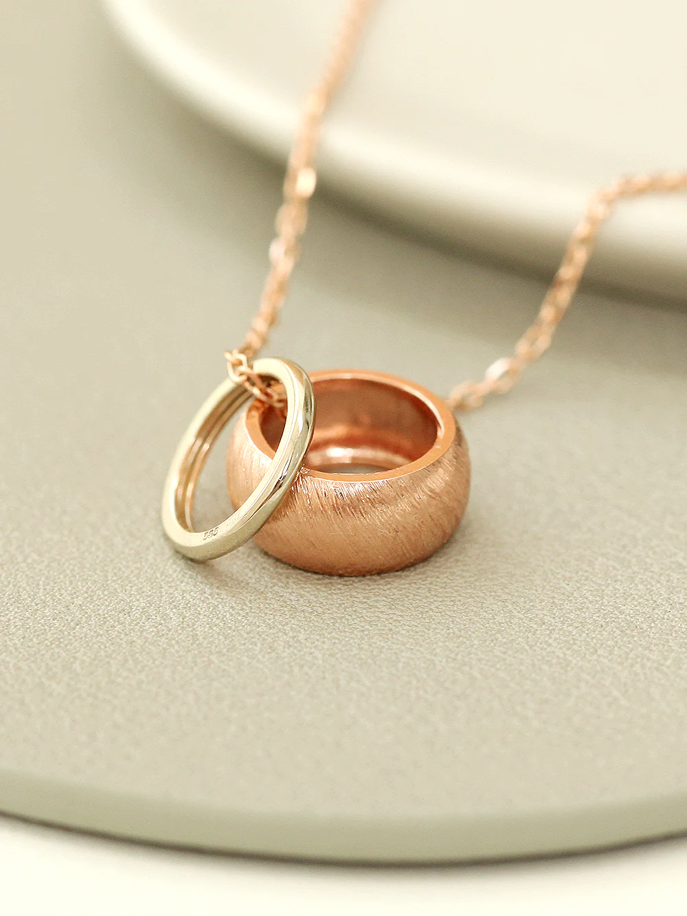 14K 18K Gold Rose White Two Necklace - Image 5