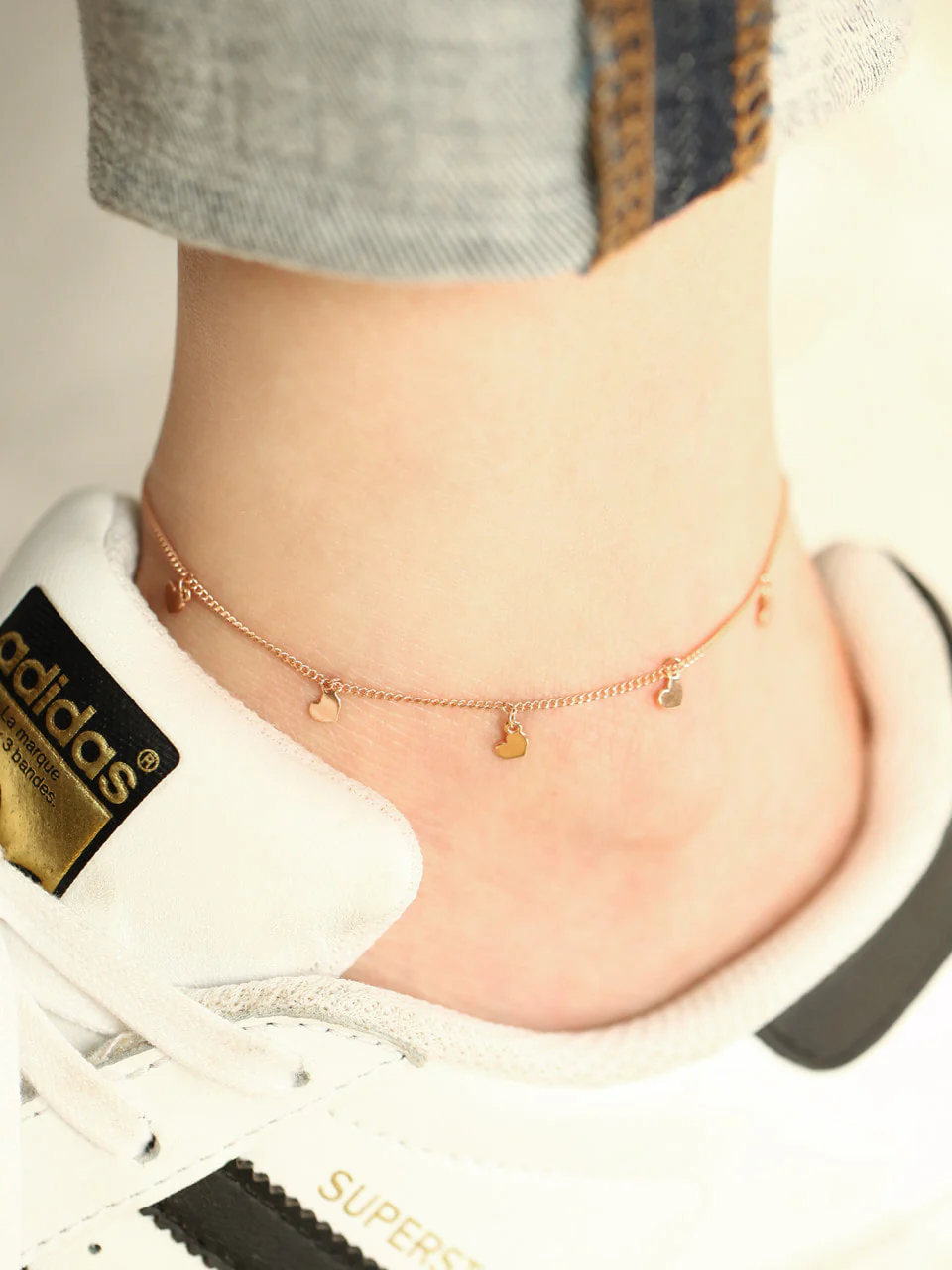 14K 18K Gold Heart Anklet - Image 2