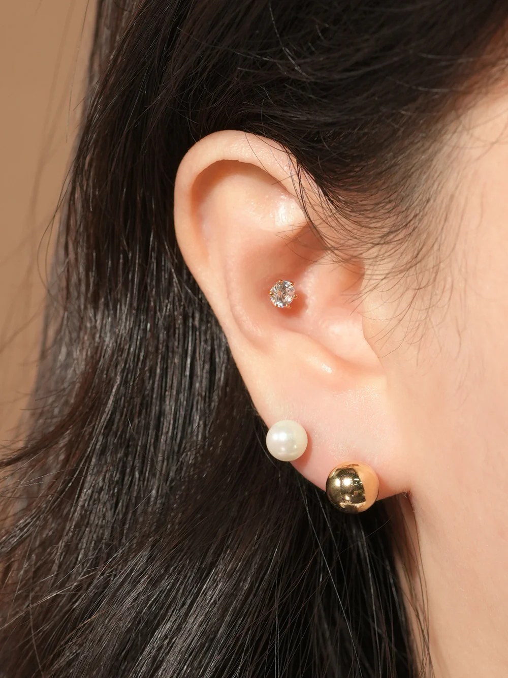 14KGF Basic Cubic Earring 20G - Image 2