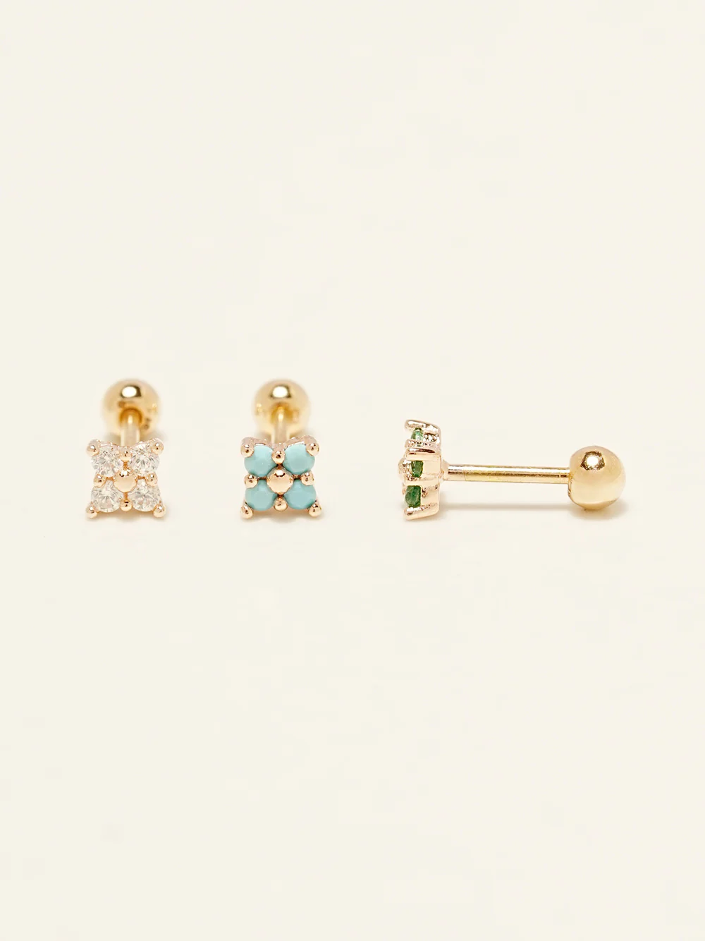 14KGF Colorful Four Leaves Flower Earring 20G - Image 4