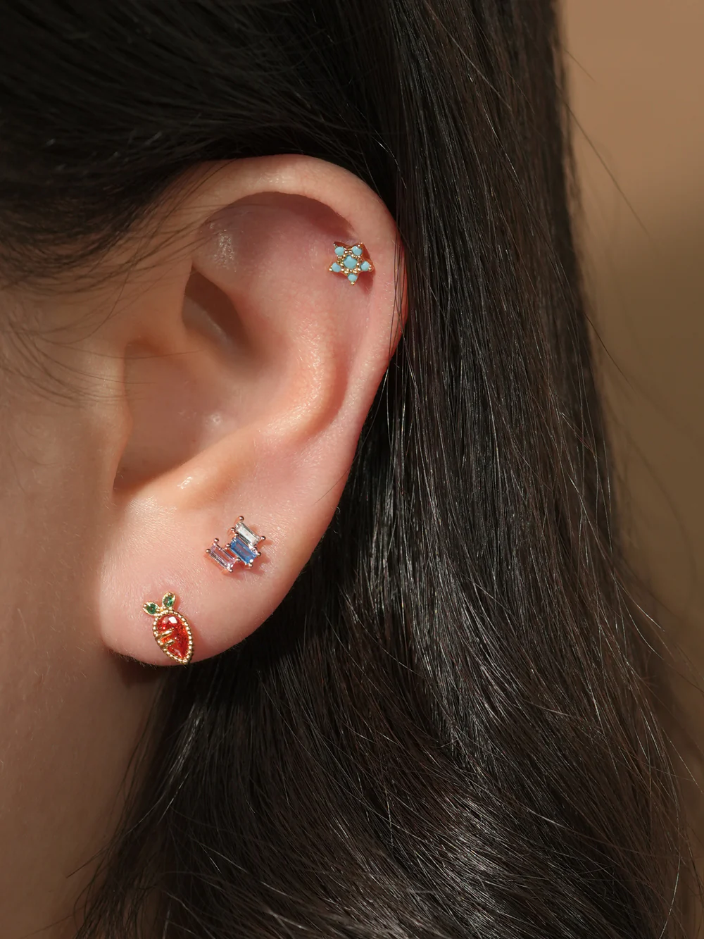 14KGF Colorful Magic Flower Earring 20G - Image 4