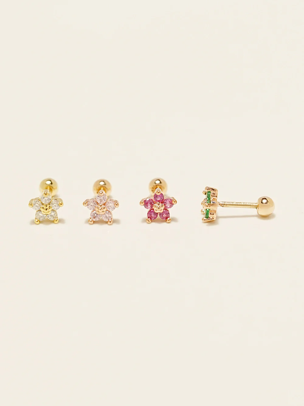 14KGF Colorful Point Flower Earring 20G - Image 3