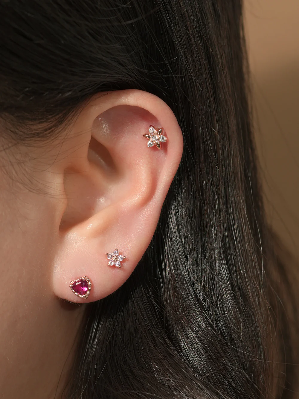 14KGF Colorful Point Flower Earring 20G - Image 4