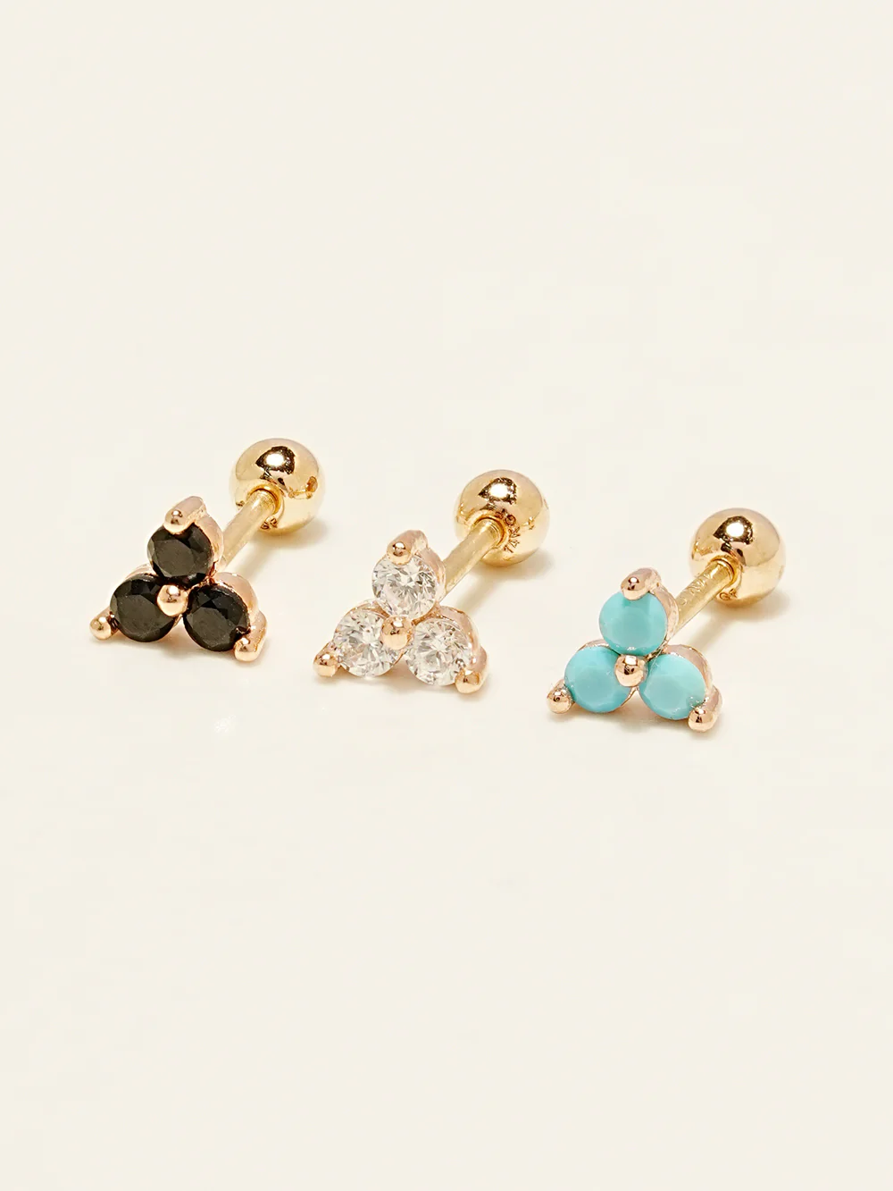 14KGF Colorful Triple Leaf Earring 20G
