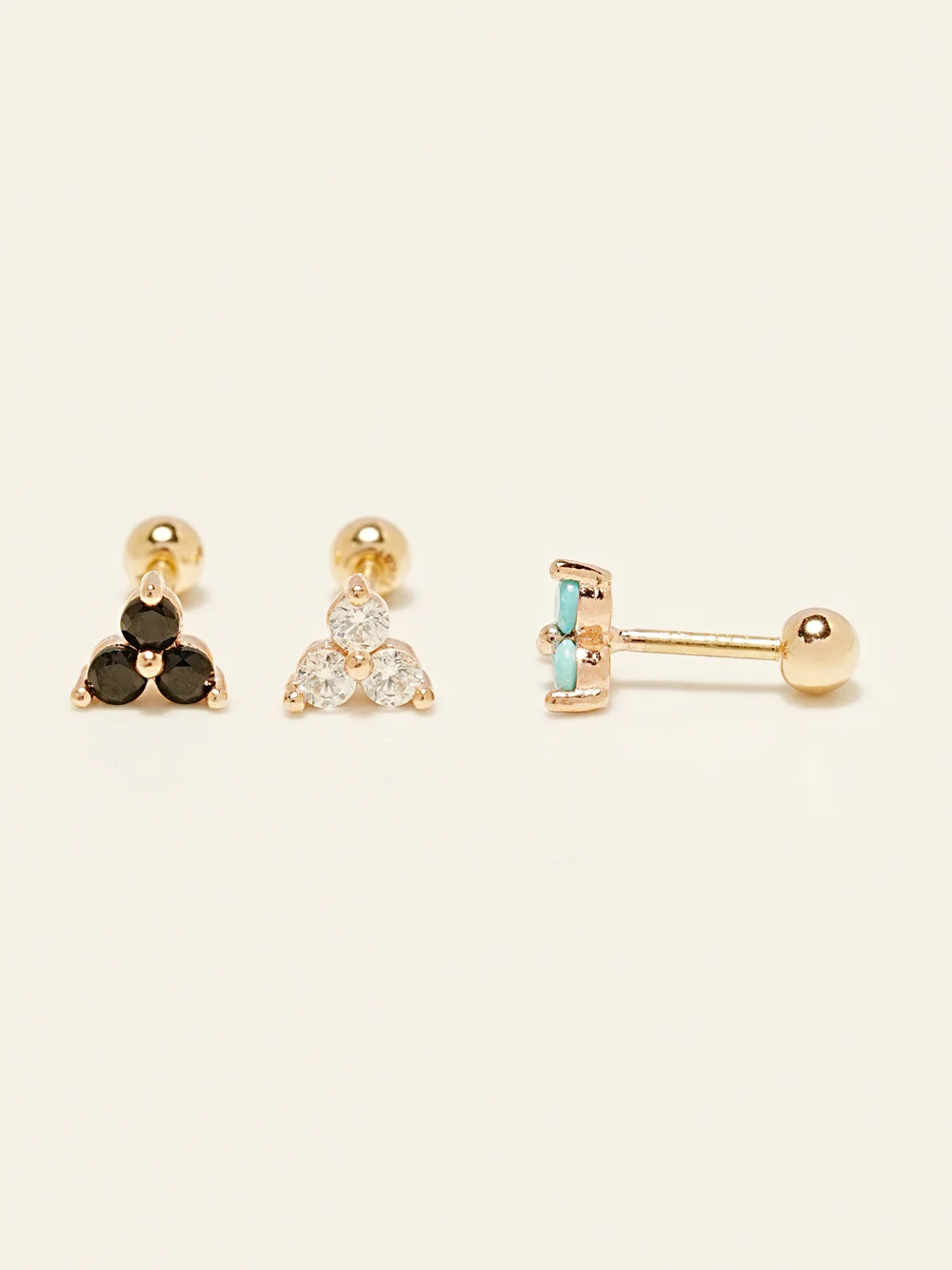 14KGF Colorful Triple Leaf Earring 20G - Image 4