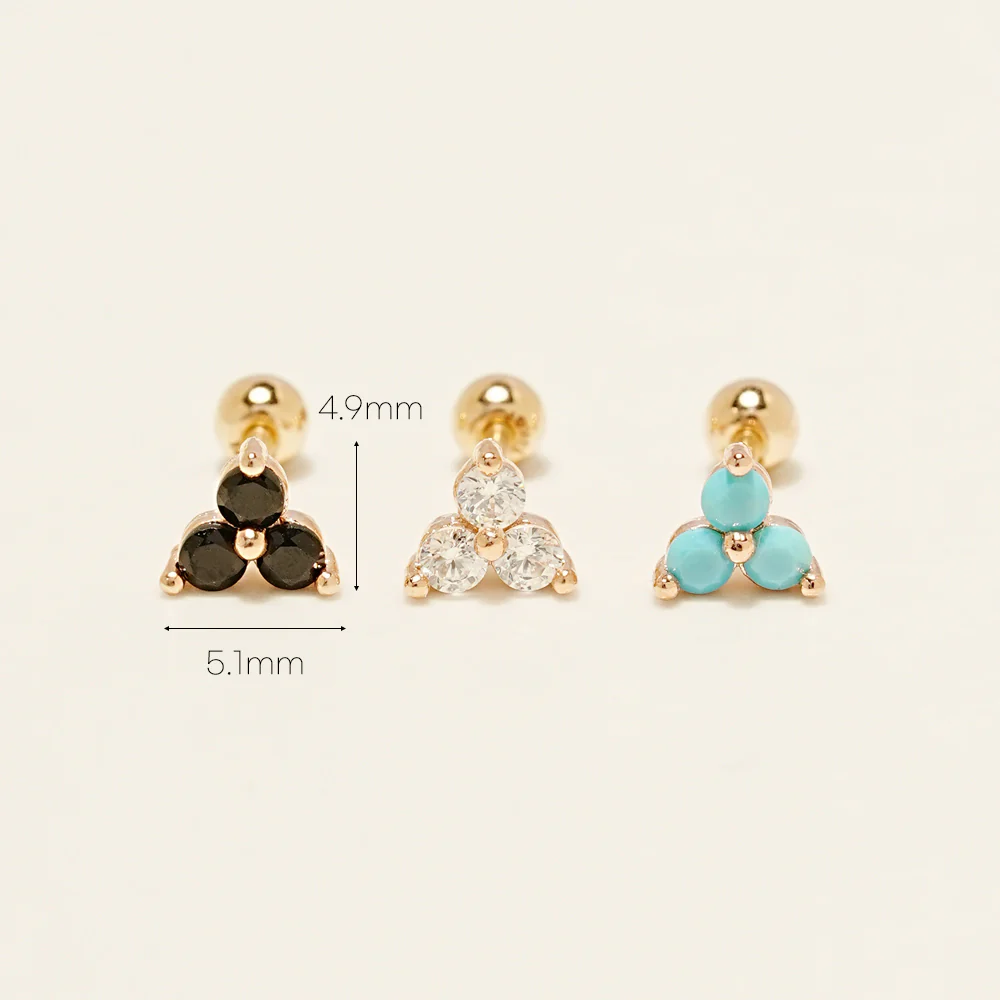 14KGF Colorful Triple Leaf Earring 20G - Image 5