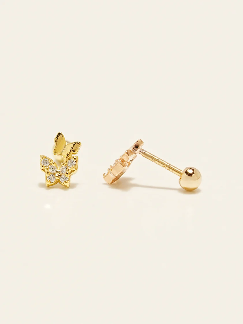 14KGF Double Butterfly Earring 20G - Image 3