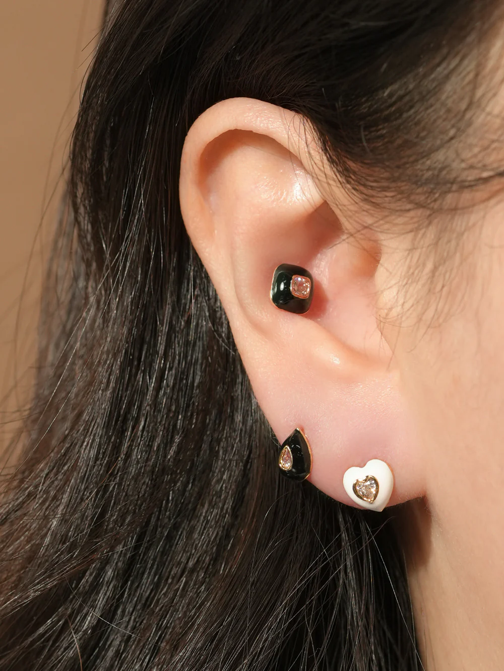 14KGF Enamel Square Earring 20G - Image 2