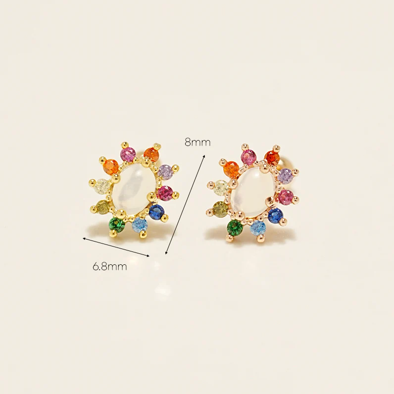 14KGF Flower Rainbow Earring 20G - Image 4