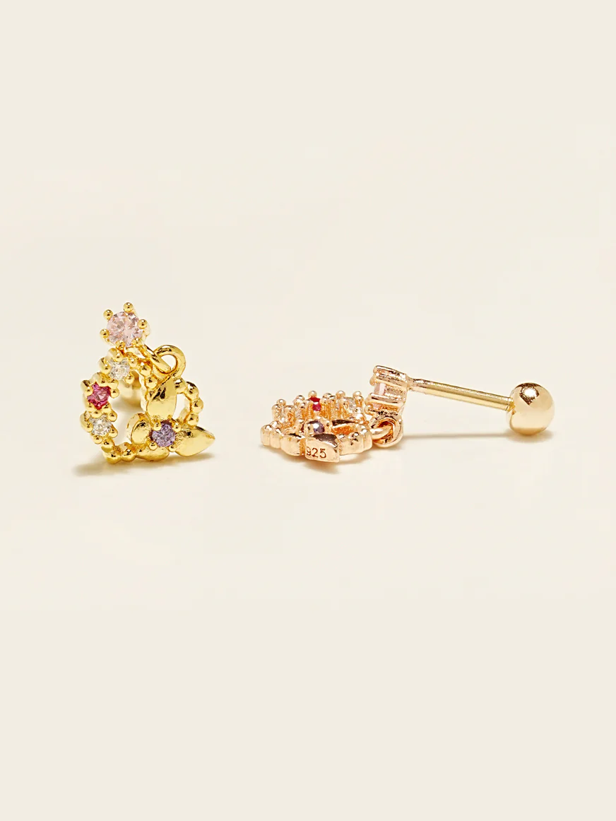 14KGF Heart Butterfly Earring 20G - Image 3