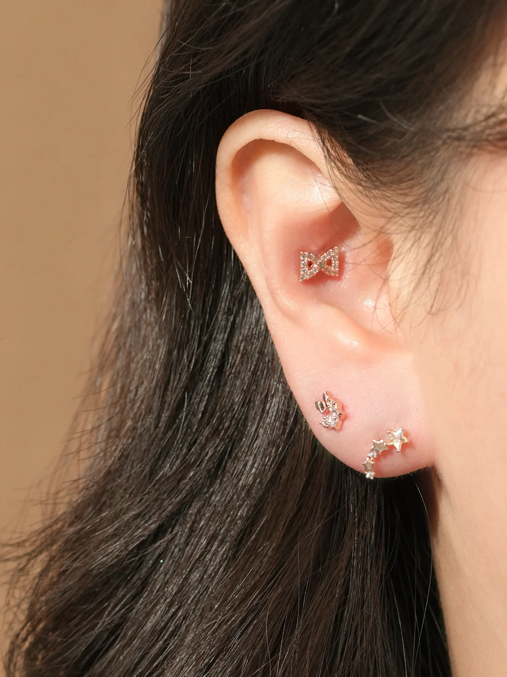 14KGF Lovely Bling Ribbon Earring 20G - Image 2