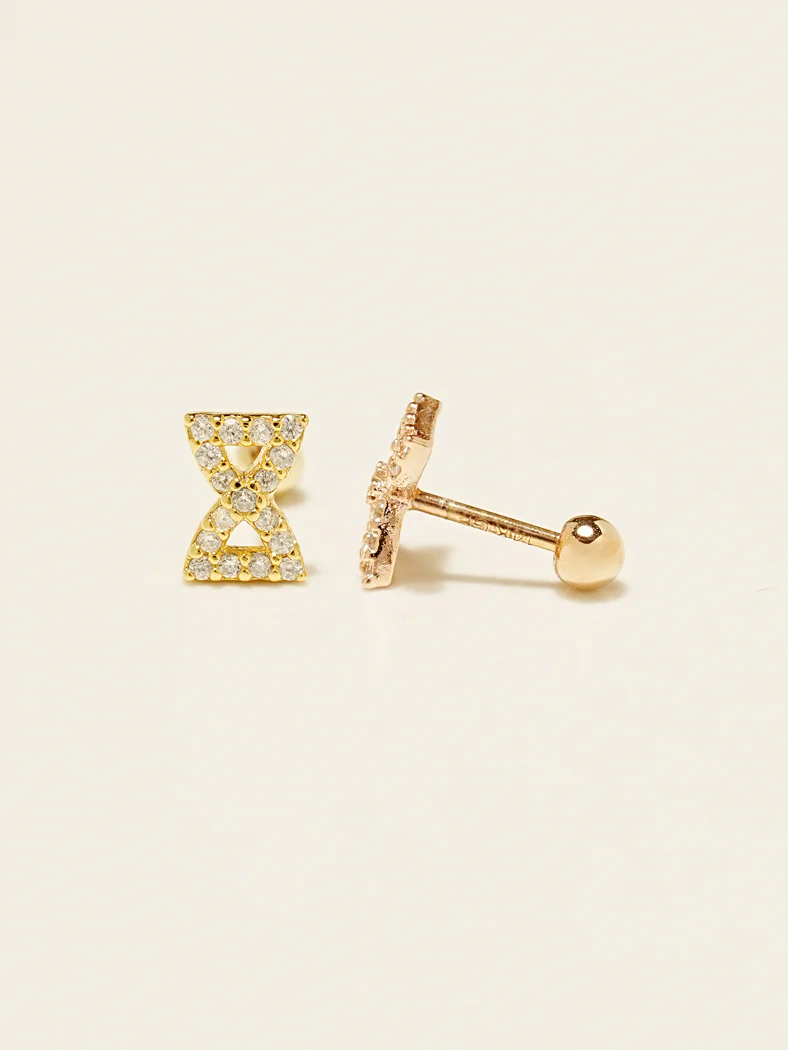 14KGF Lovely Bling Ribbon Earring 20G - Image 3