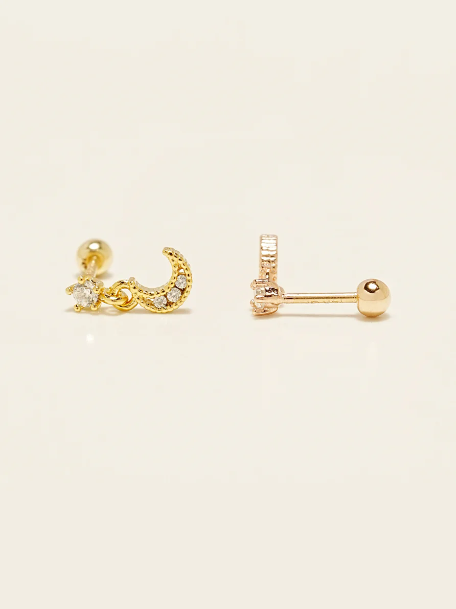 14KGF Lovely Lunar Drop Earring 20G - Image 3