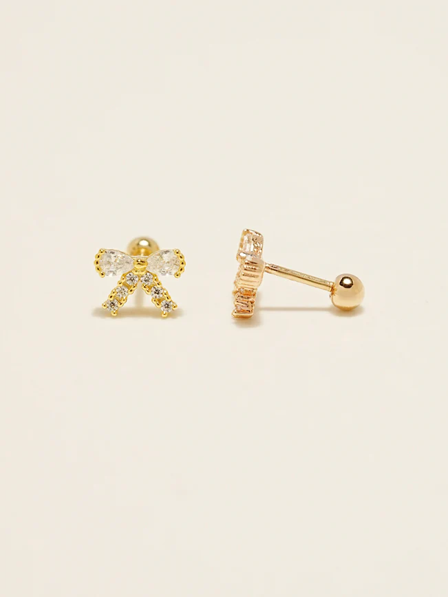 14KGF Lovely Tweed Ribbon Earring 20G - Image 3