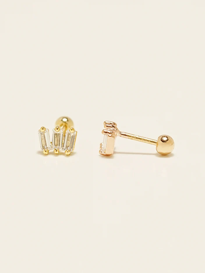 14KGF Square Baguette Earring 20G - Image 3