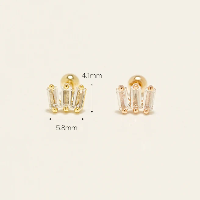 14KGF Square Baguette Earring 20G - Image 4