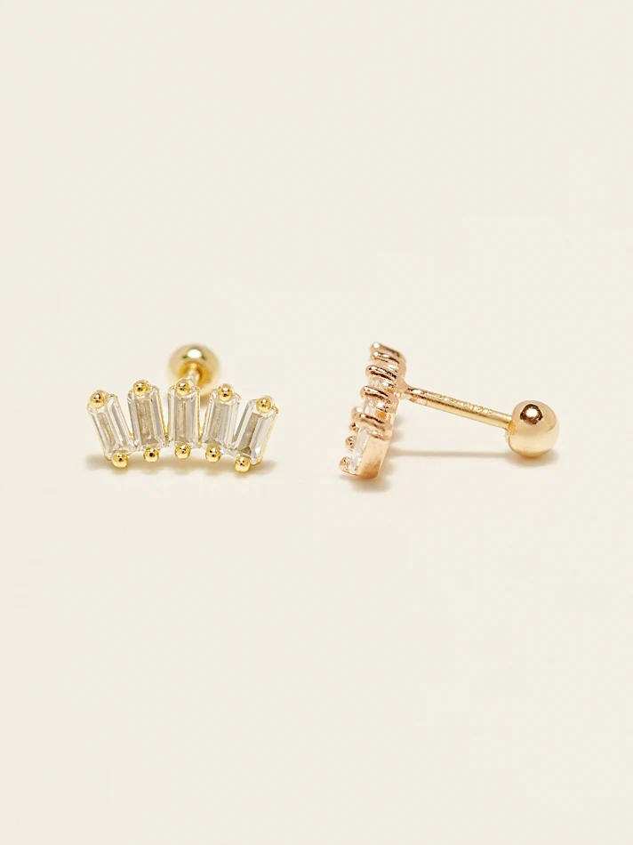 14KGF Square Crystal Earring 20G - Image 3