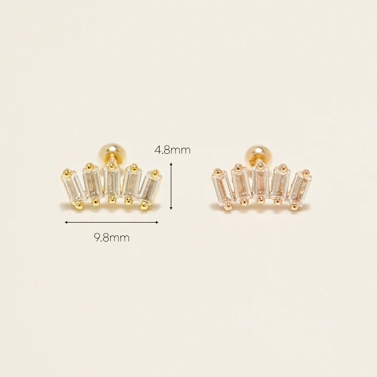 14KGF Square Crystal Earring 20G - Image 4