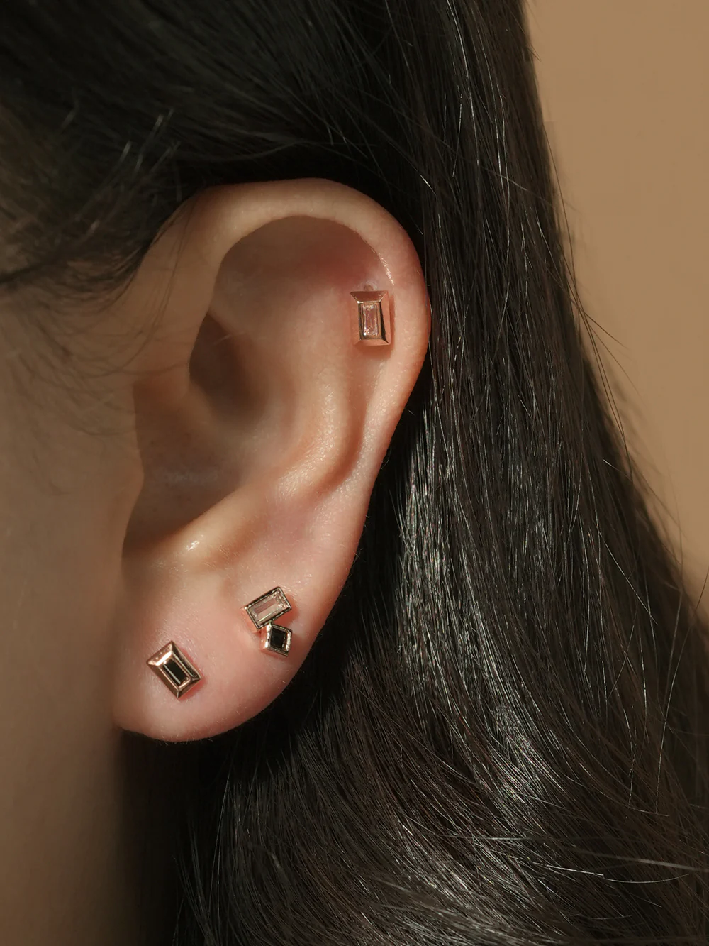 14KGF Square Cubic Earring 20G - Image 2