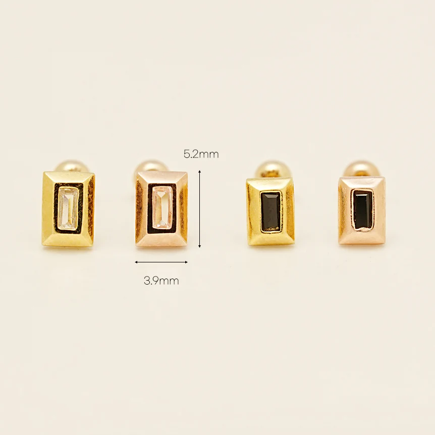 14KGF Square Cubic Earring 20G - Image 4