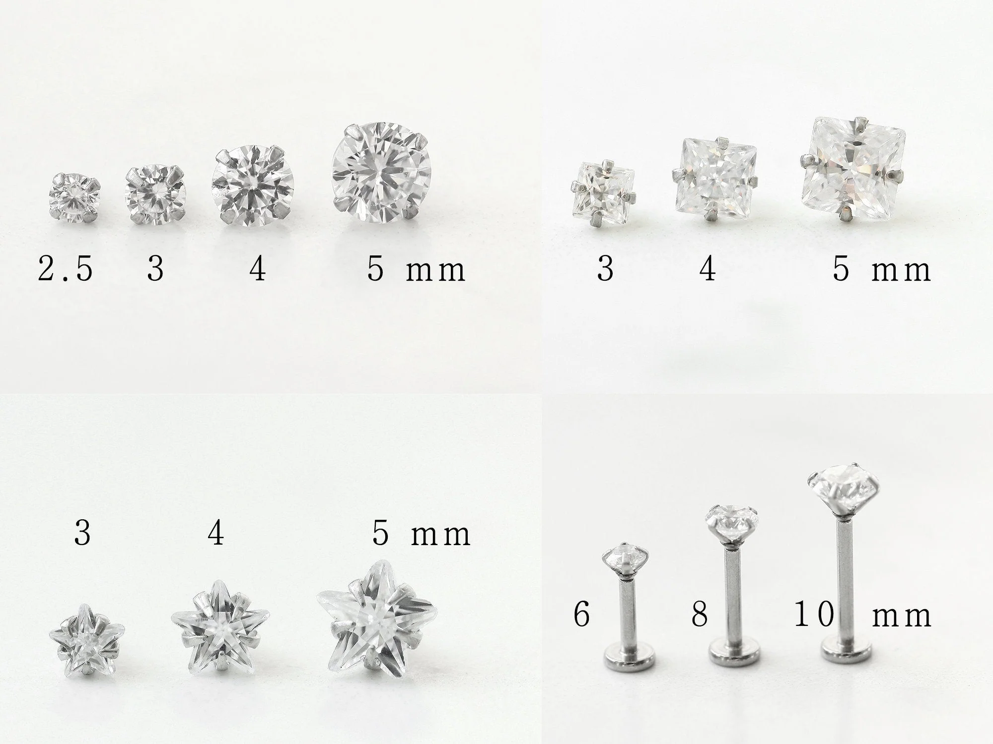 Cubic Internally Threaded Labret Piercing 16G - Image 6