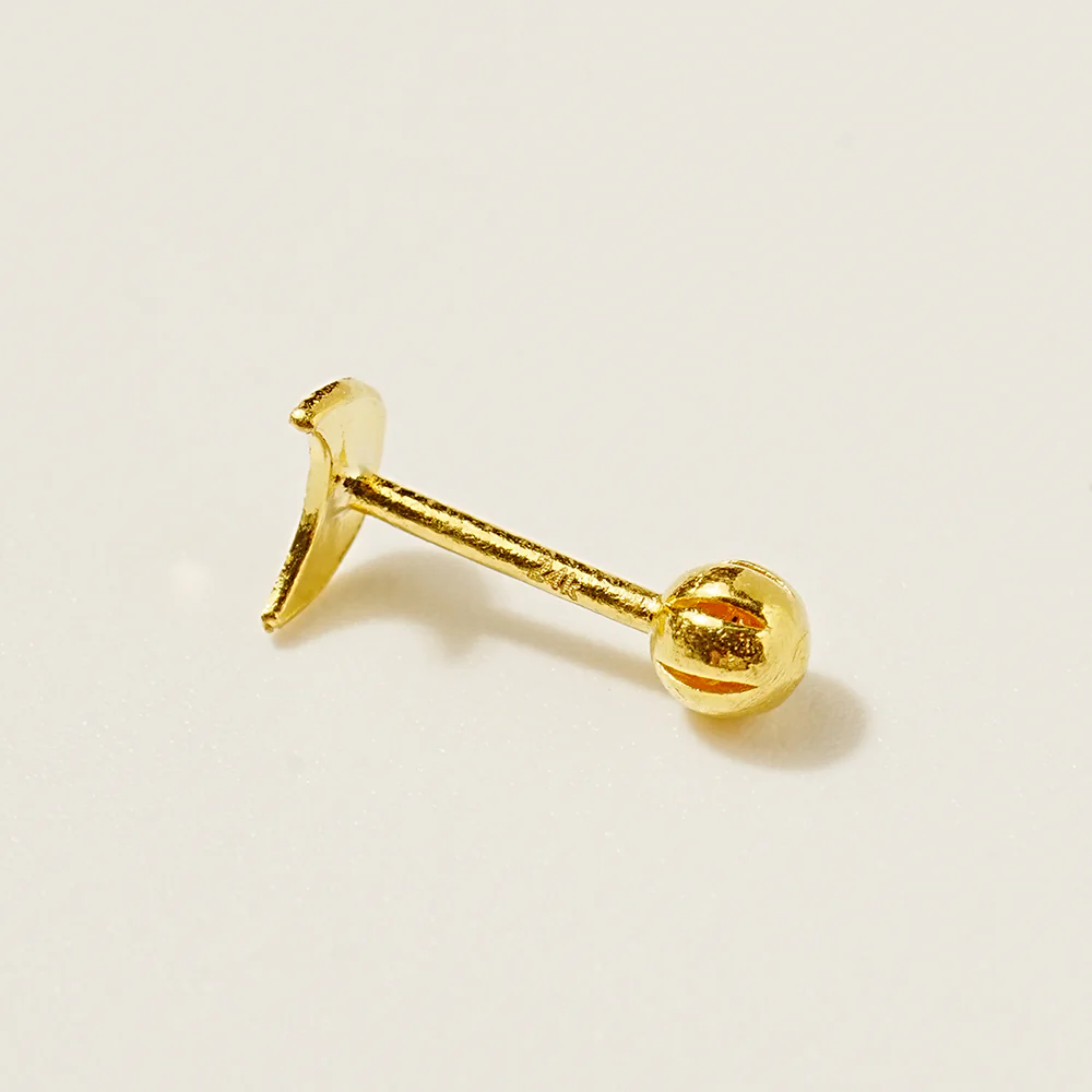 24K Gold Moon Star Cartilage Earring 20G - Image 8