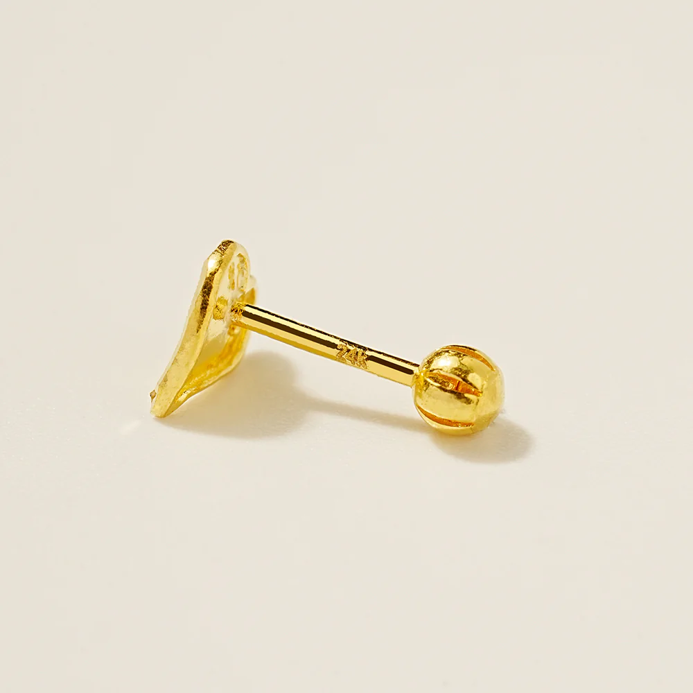 24K Gold Balloon Heart Cartilage Earring 20G - Image 7