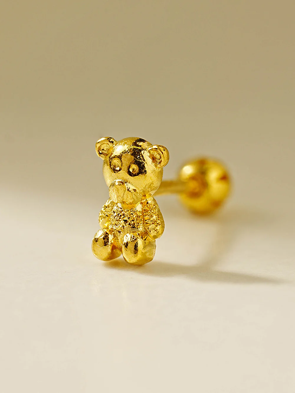 24K Gold Bear Cartilage Earring 20G - Image 5