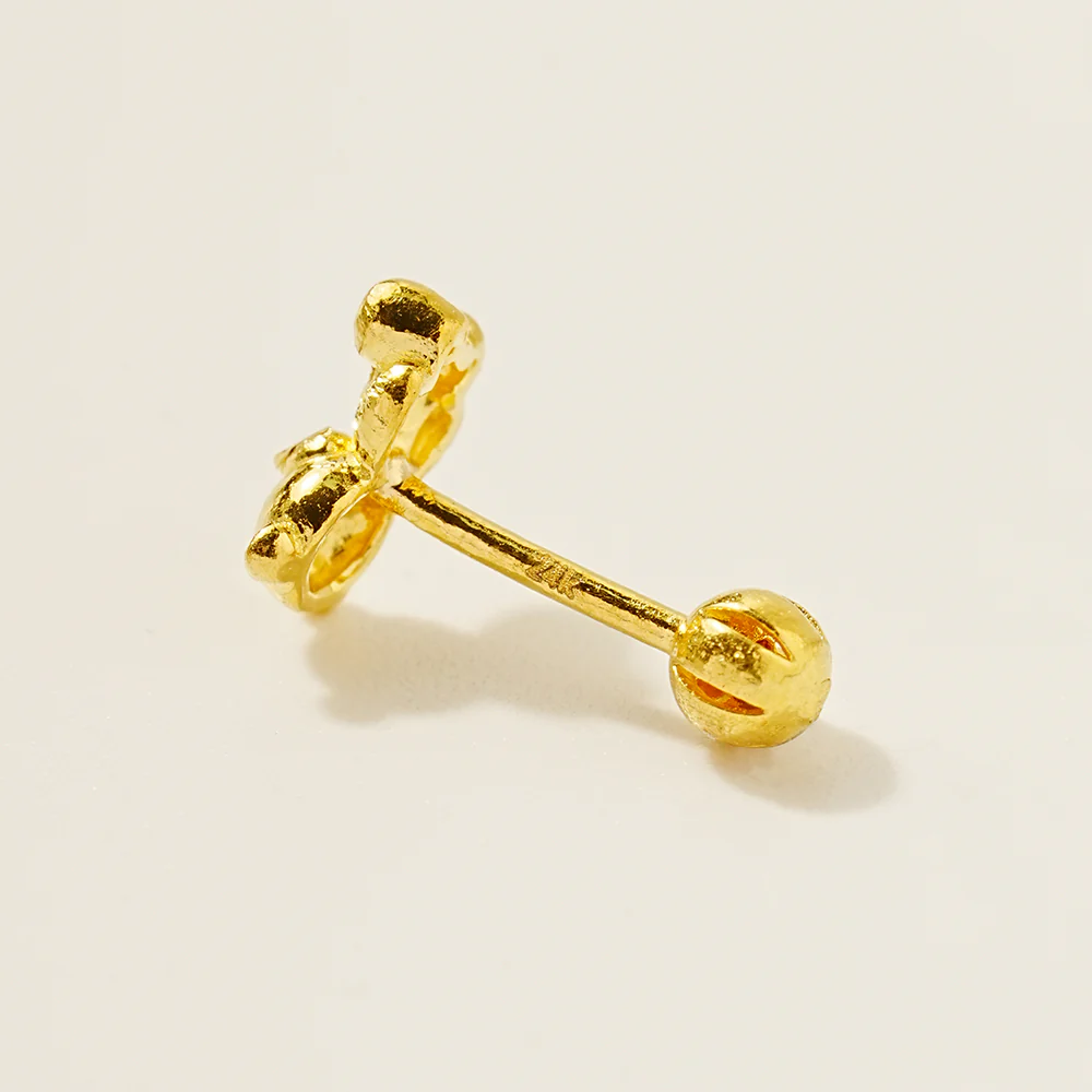 24K Gold Bear Cartilage Earring 20G - Image 6