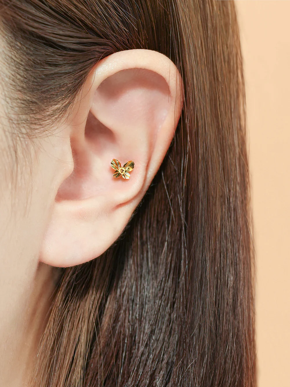 24K Gold Cutting Butterfly Cartilage Earring 20G - Image 2