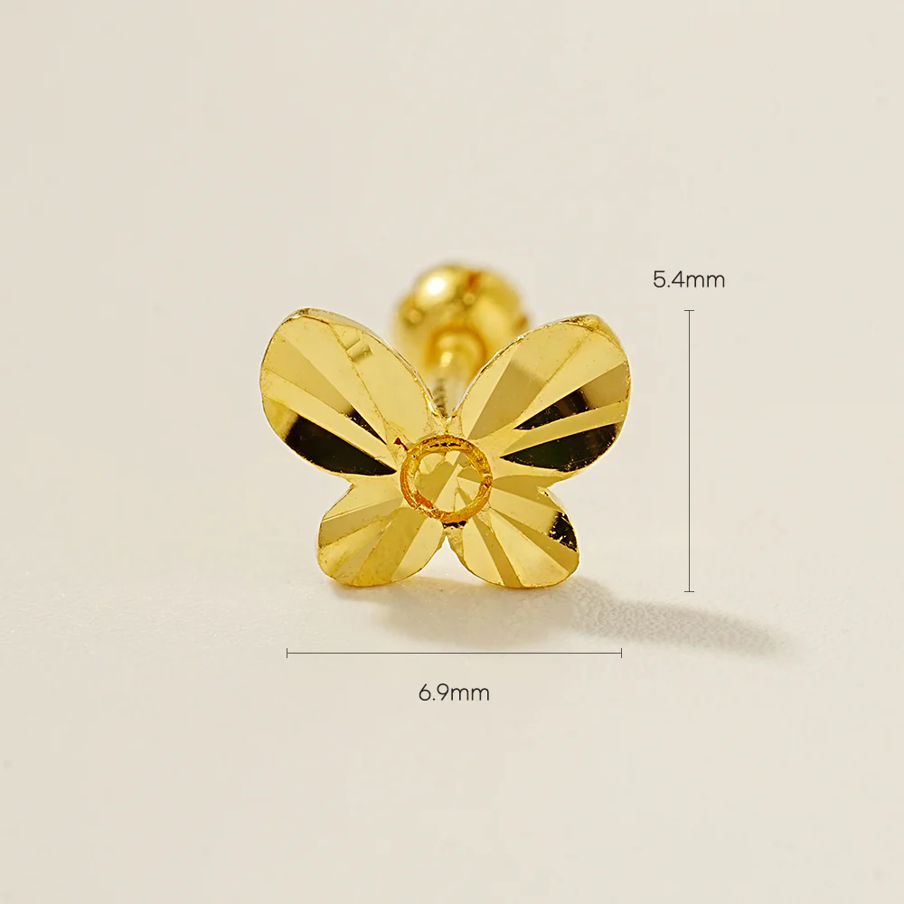 24K Gold Cutting Butterfly Cartilage Earring 20G - Image 8