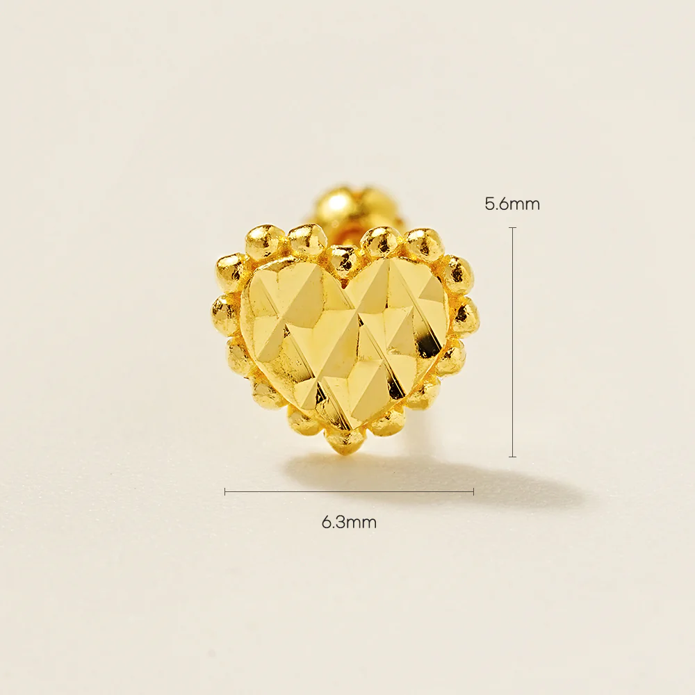 24K Gold Cutting Heart Cartilage Earring 20G - Image 8