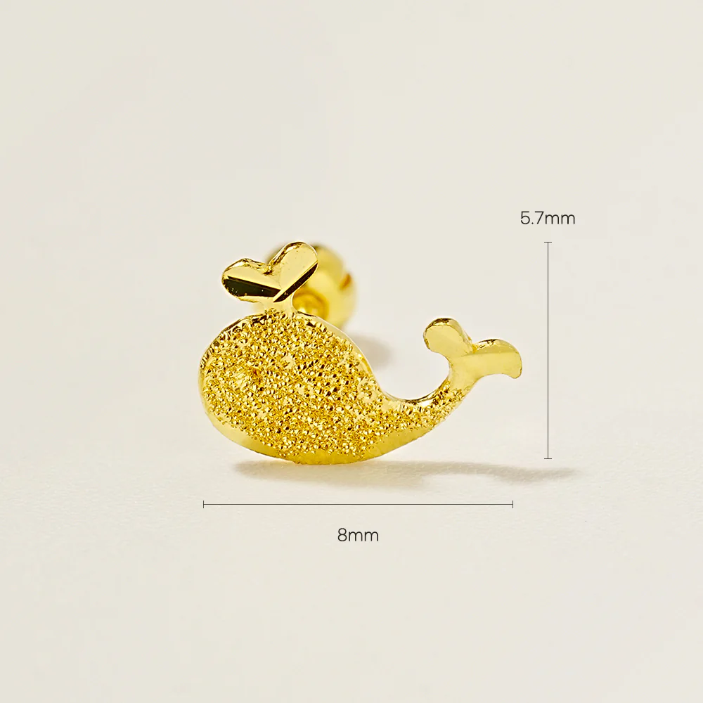 24K Gold Dive Whale Cartilage Earring 20G - Image 9