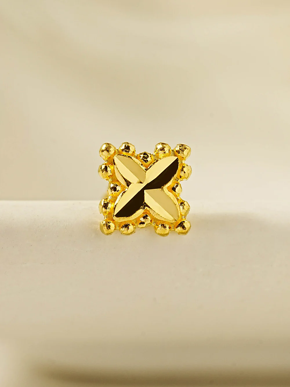 24K Gold Four Leaves Piece Cartilage Earring 20G